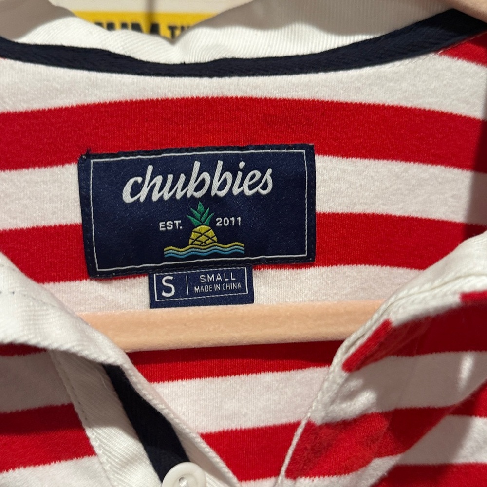 Chubbies Red and White Striped Polo - Picture 2 of 4